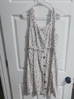 Monteau White Floral Print Sundress with Blue and Peach Accents